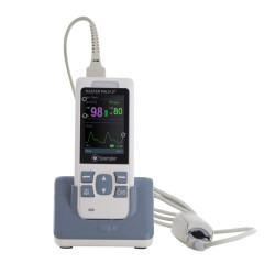 Master Palm 2 pulse oximeter on its base
