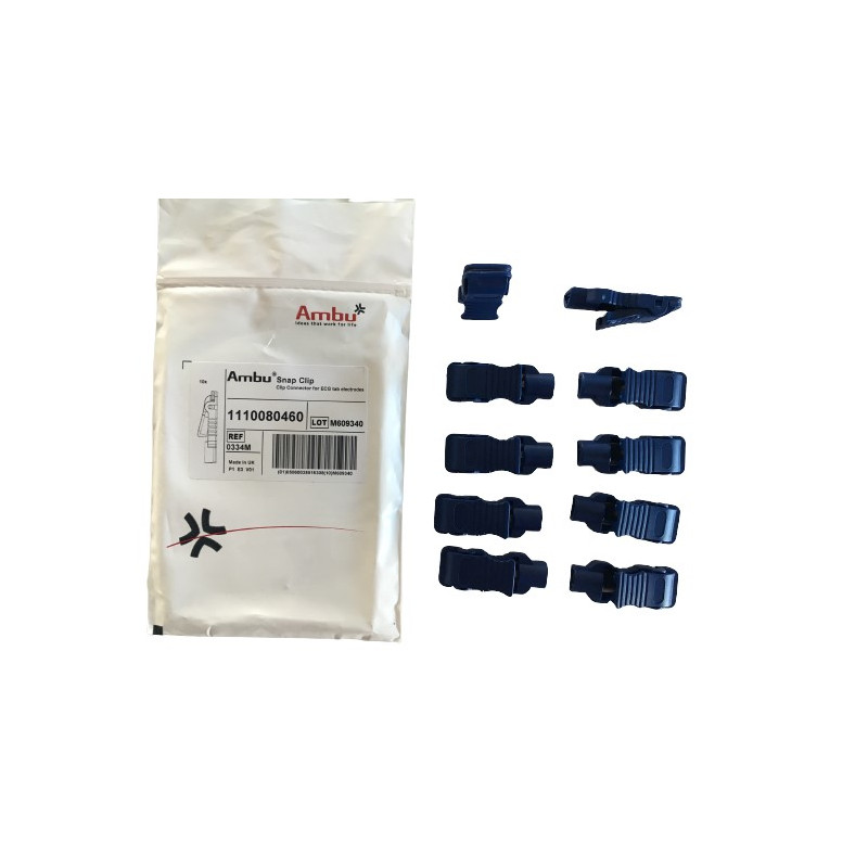 Ambu snap clip adapters for pressure and tab electrodes (Pack of 10)
