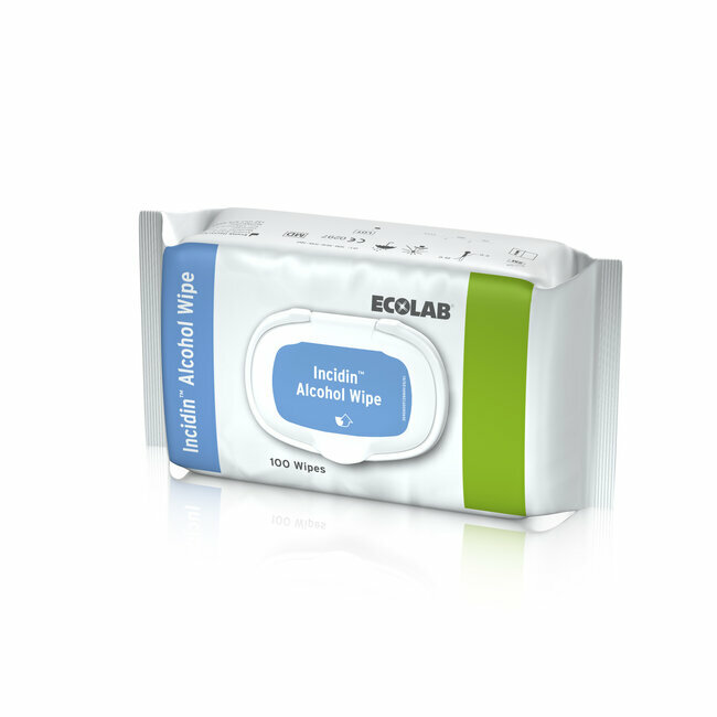 Ecolab Incidin Alcohol Wipe Disinfectant Wipes - Resealable Pack
