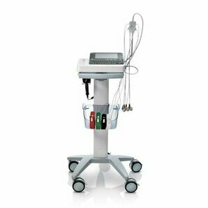Mindray BeneHeart R12 ECG machine on rolling cart with interpretation